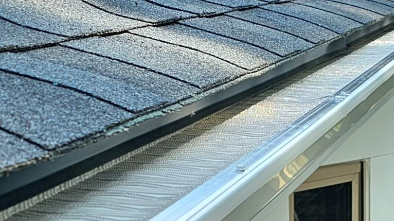 A seamless gutter with gutter protection