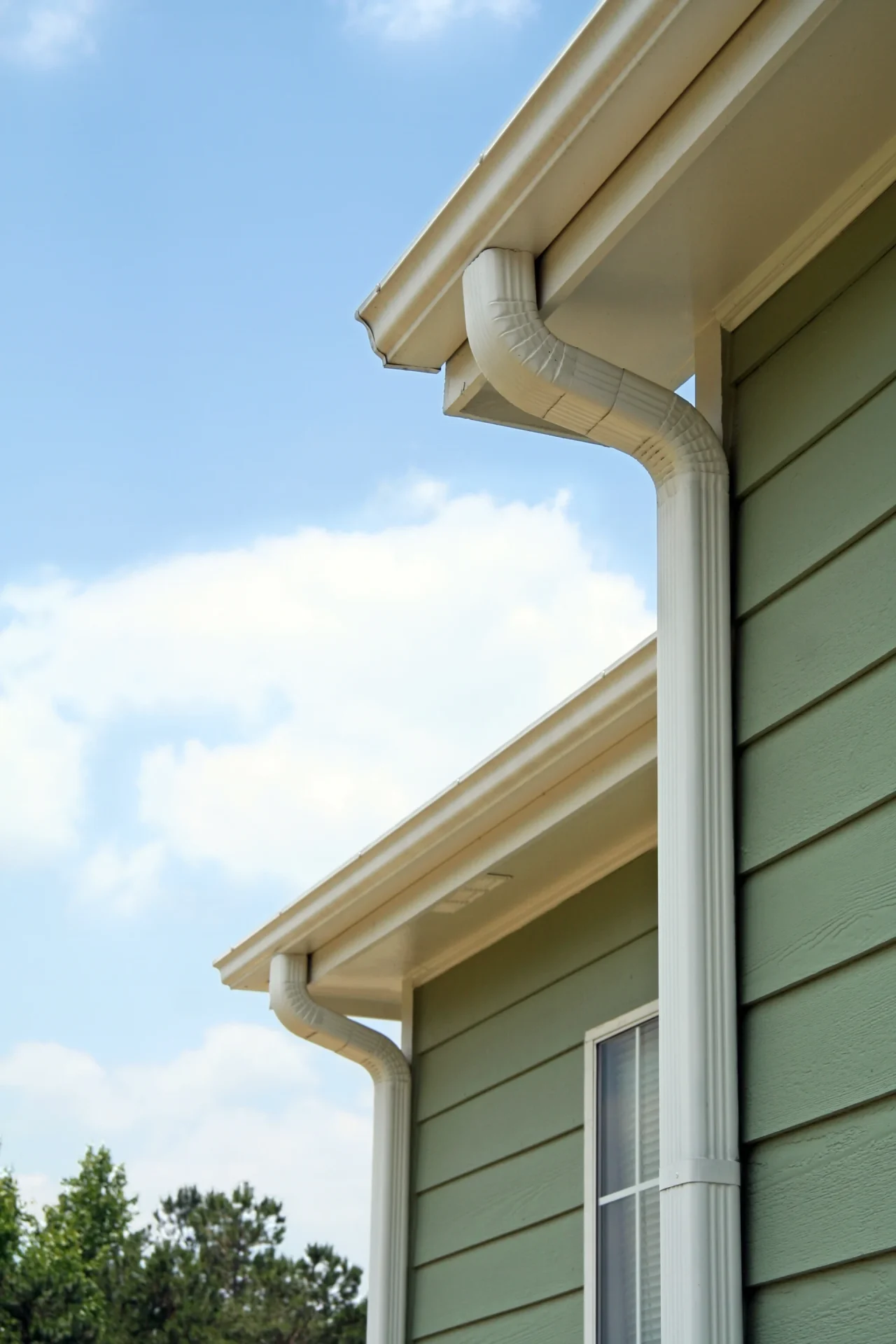 There are gutters on the green home
