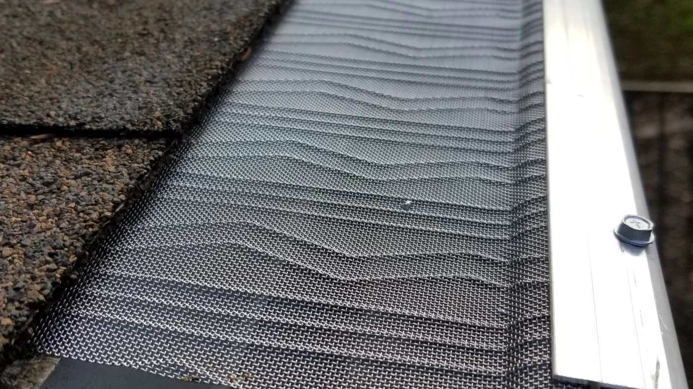 Close view of mesh gutter guards